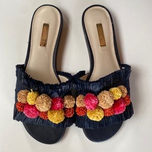 New Louise Et Cie raffia pom pom sandals